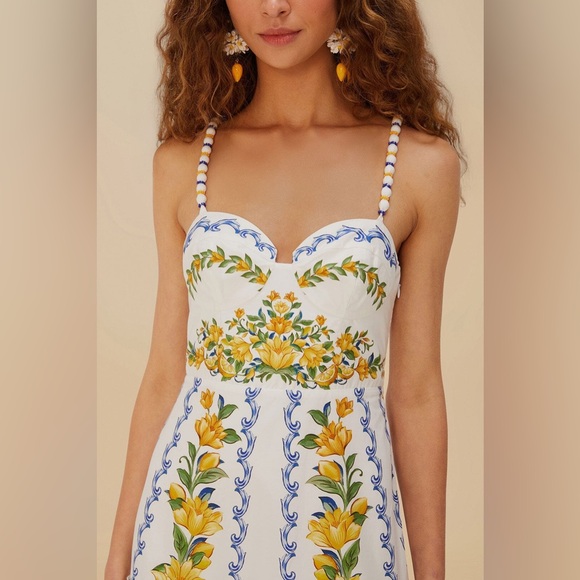 Farm Rio Off White Sicily Cotton Midi Dress - Picture 2 of 8